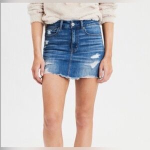 2/$20 - American Eagle Fun Distressed High Rise Stretchy Blue Jean Mini Skirt